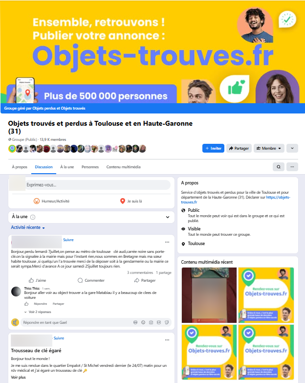 objets trouvés facebook